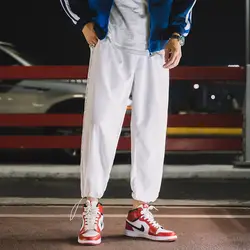 Мужской Jogger тренировочные Штаны улица хип-хоп штаны с эластичной резинкой на талии Для мужчин черный, белый цвет Повседневное Штаны