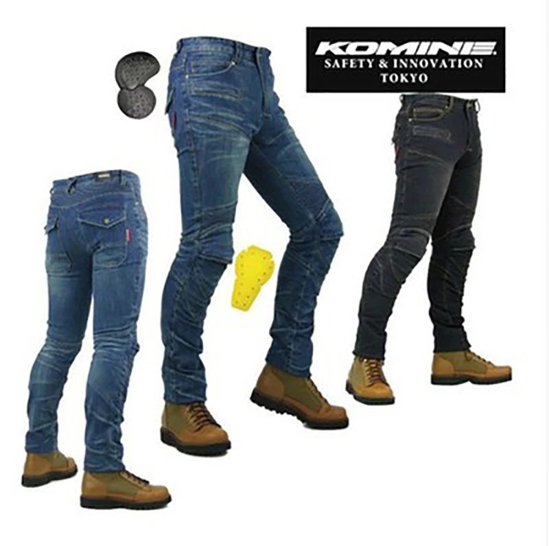KOMINE PK-718 motorcycle men pants/off-road women trousers/outdoor men jeans/cycling have pads pants