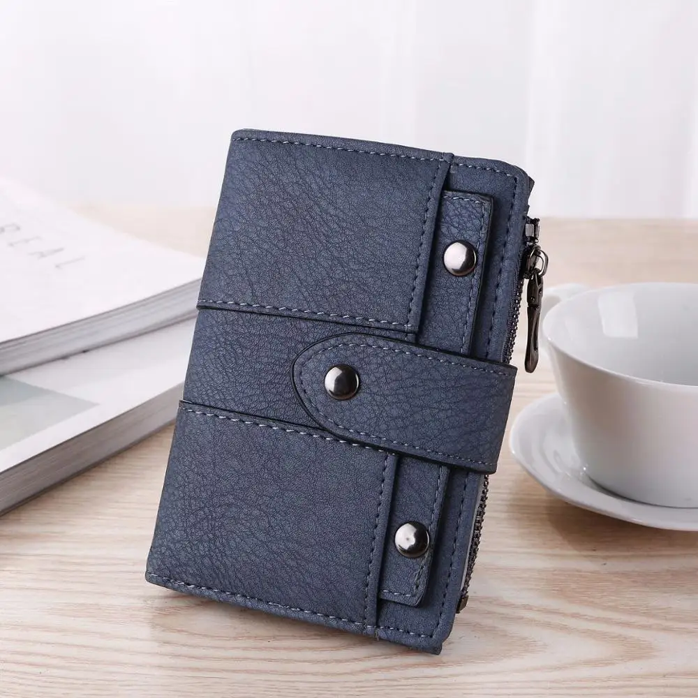 

Women Wallets Leather Female Purse Mini Hasp Solid Multi-Cards Holder Fashion Coin Short Wallets Slim Small Wallet Zipper Hasp