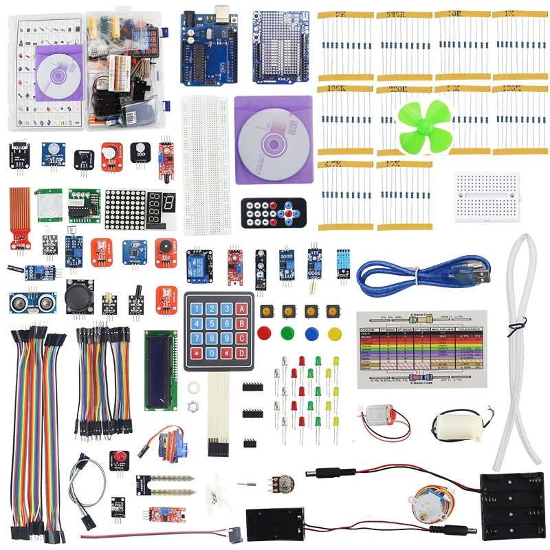 Ultimate Upgrade for Kit Motor Sevo LCD1602 Resistor Breadboard Fan Battery Holder Switch KeyHC-SR04 Sensor for Ultimate Upgrade for Kit Motor Sevo LCD1602 Resistor Breadboard Fan Battery Holder Switch KeyHC-SR04 Sensor for