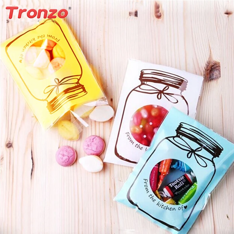 

100pcs/lot Party Decoration Candy Bag Lovely Bottle Pattern Self-adhesive Cookies Bag For Wedding Birthday 7x10cm