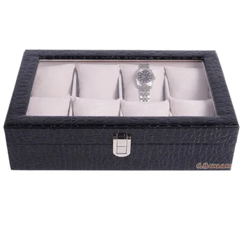 

8 Grids wristwatch box Upscale leather wristwatch exhibition storage box wristwatch Box free shipping