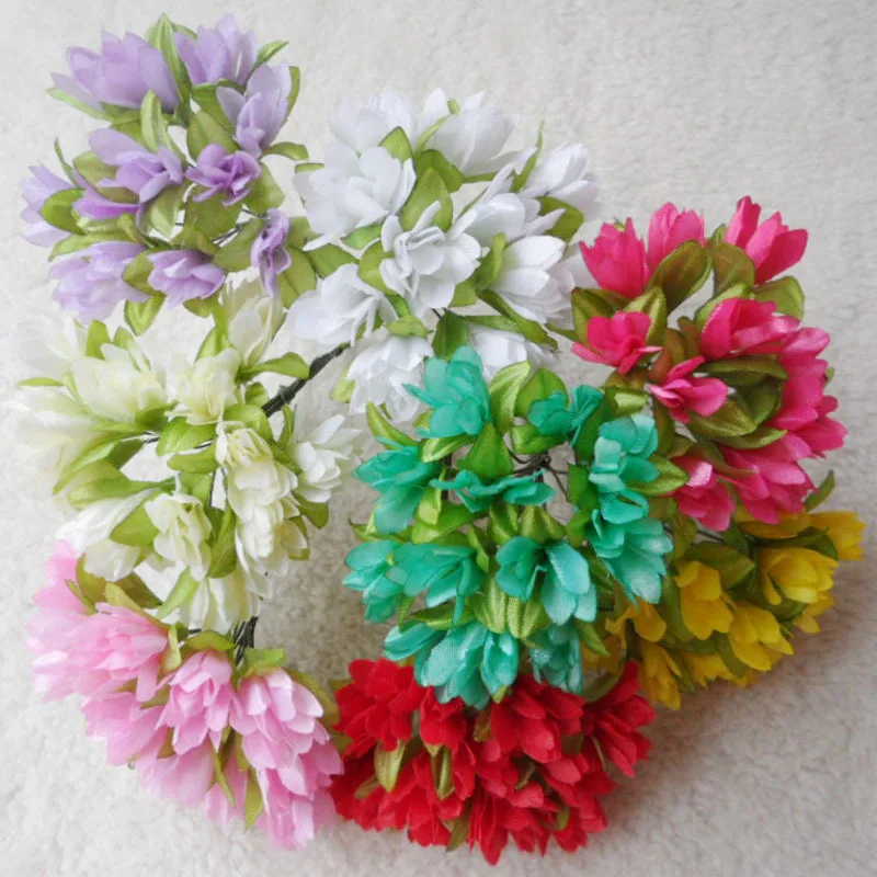 

12pcs/lot Artificial Flower Cherry Simulation Silk Flower Diy Wreath Material Bride Wrist Flower Wedding Flower Decoration.J