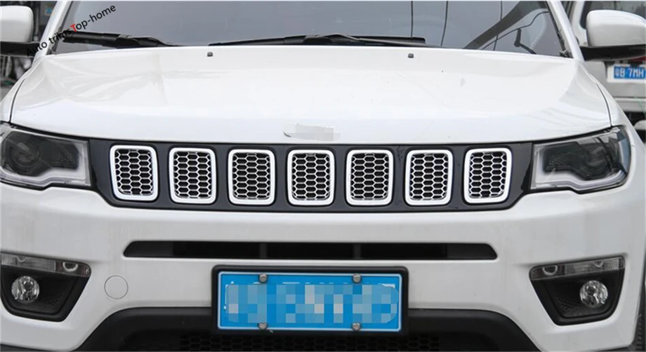 

Yimaautotrims Front Grill Grille Vent Mesh Insert Kit Styling Molding Cover Exterior Trim For Jeep Compass 2017 2018 2019 ABS