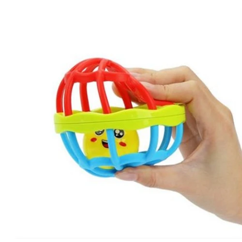 FlyingTown 2pcs Baby hand holding the bell ball baby teaching aids rosette fitness soft rubber ball colorful bell ball baby toys