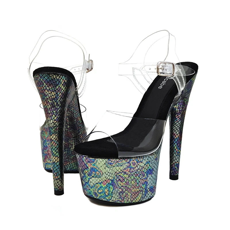 Leecabe/ дизайн; необычные сандалии для танцев на шесте с кристаллами 17 см; женская обувь; обувь для танцев на шесте на высоком каблуке и платформе