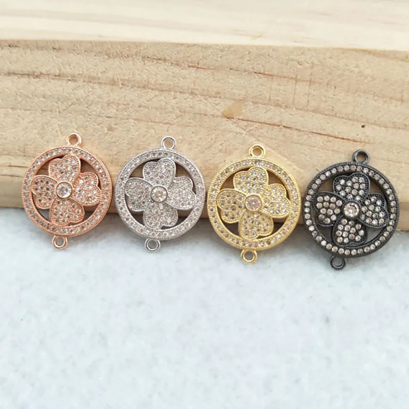 

10pcs CZ zircon Micro Pave Connector,Double Bails Beads Charm,for DIY Bracelets Jewelry Finding CT367
