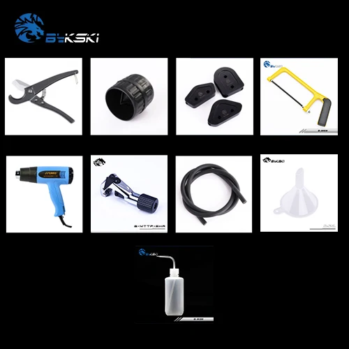 

Bykski Bending Tool For Acrylic + PETG Hard Tubing Pipe Bender/Cutter/Hot Air Gun/Chamfer/Rubber Strip/Steel Saw/Funnel/Bottle