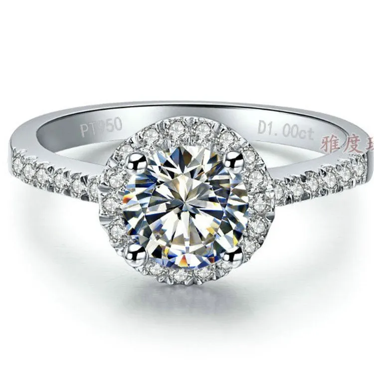 

Free Shipping!Luxury jewelry Sterling Silver 925 1 carat SONA simulated Gem halo engagement rings for women,Wedding rings