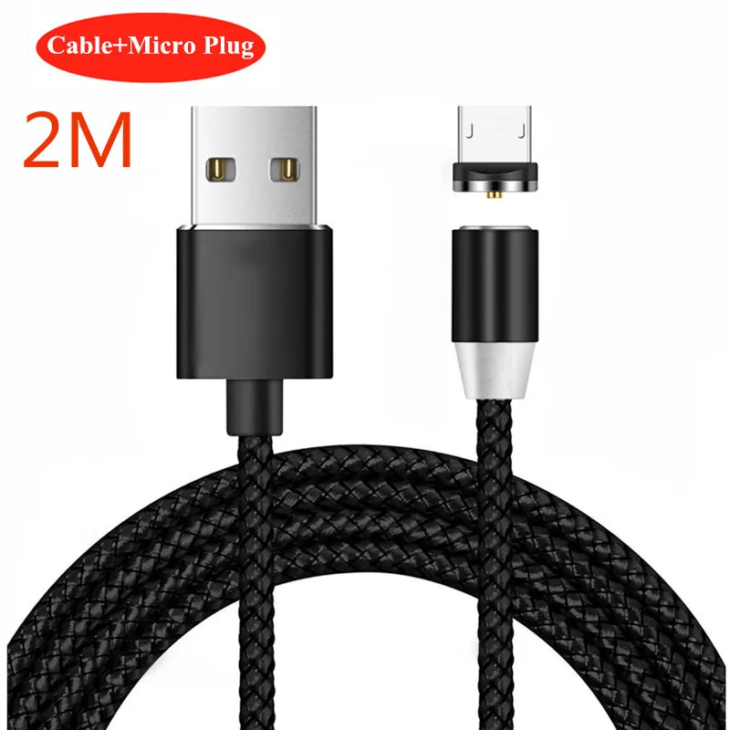 1 м 2 м Магнитный кабель Micro usb кабель для зарядки samsung Xiaomi huawei LG htc разъем MicroUSB смартфон Универсальный Магнитный кабель - Цвет: 2M Black Micro Cable