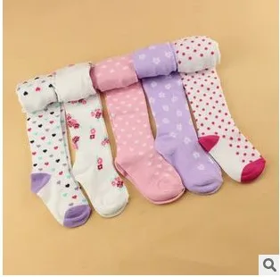 

Spring baby girl pantyhose female child pure cotton thin pantyhose dots love flower pattern fashion baby pantyhose tights