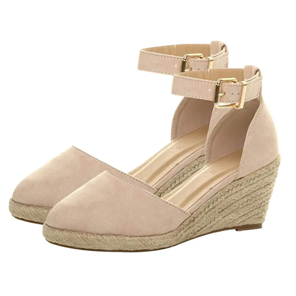 

SAGACE-Women Sandals 2019 New Female Shoes Buckle Ankle Strap Sandals Wedges Sandals Summer Weaving Breathable Wedges Shoes 6J3
