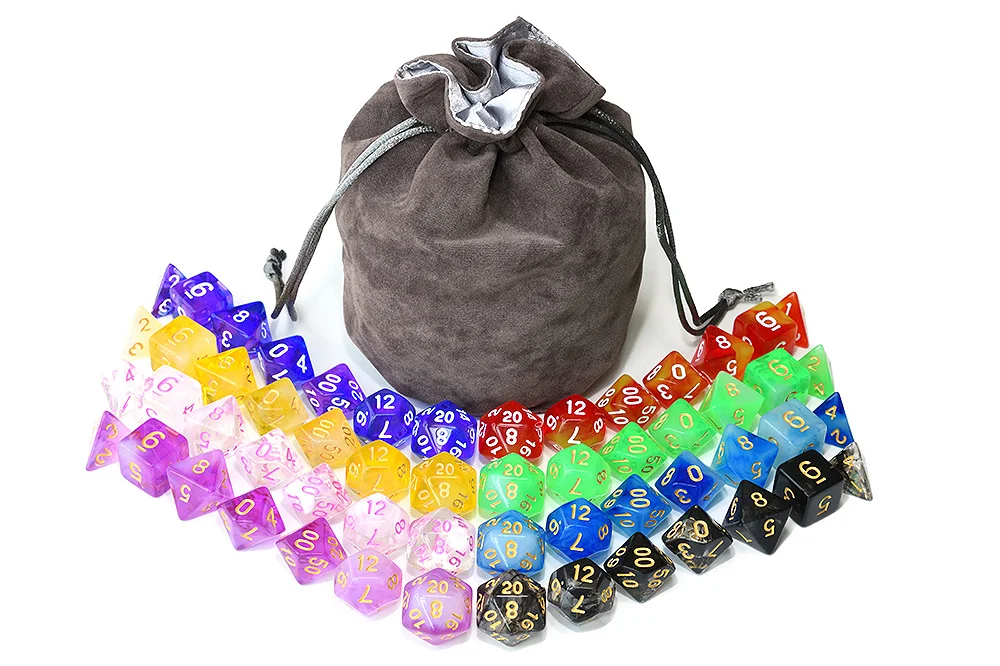 Двухцветные прозрачные игральные кости DND с 1 шт. большие бархатные сумки для подземелий и драконов ролевые игры, настольные игры(8 наборов многогранных кубиков
