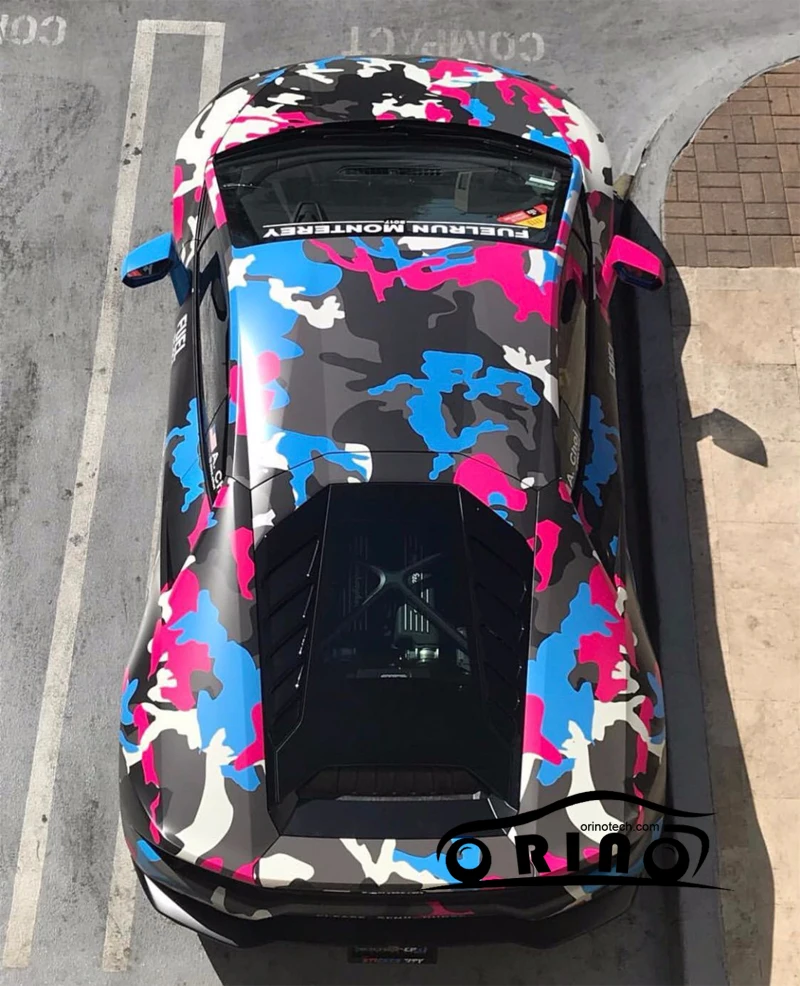 US $69.35 Amazing Colorful Black Grey White Blue Red Vinyl Film Car Sticker Camouflage Vehicle Boat Motorcycle Wrap Decal ORINO Wrapping