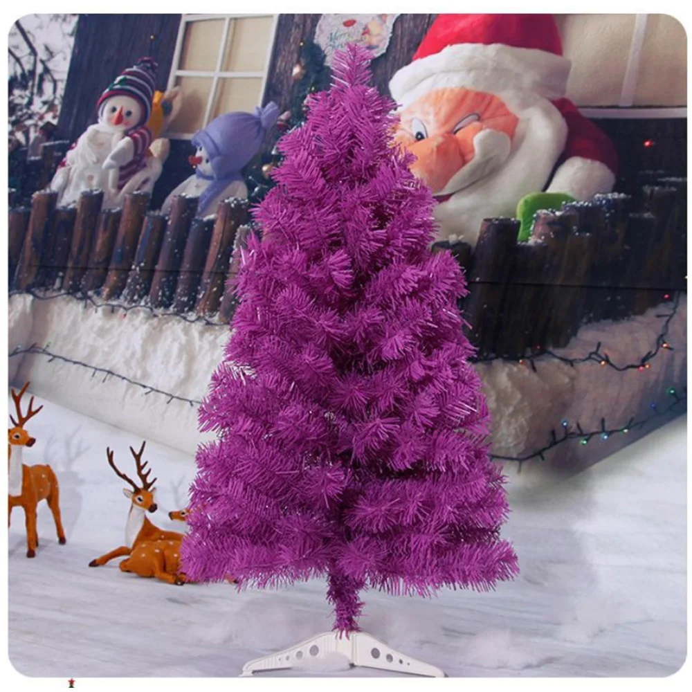 

Christmas Festival 2/3 Feet Artificial Holiday Pine Purple Pink Color Tree Easy to Assemble with Stand