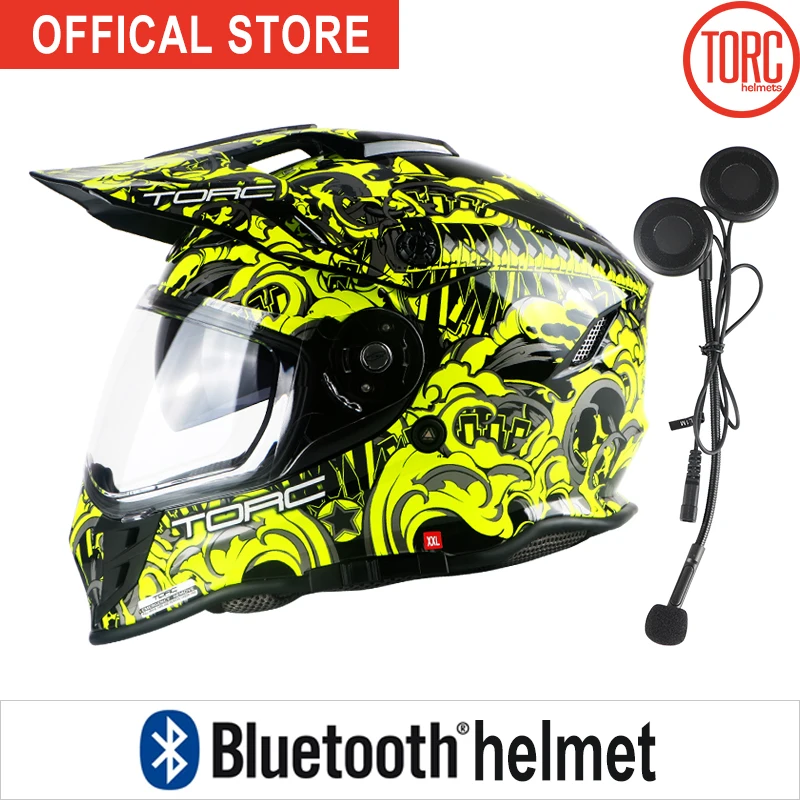 Мотоциклетный Полнолицевой шлем с Bluetooth двойная линза Casco мотоциклетный для езды