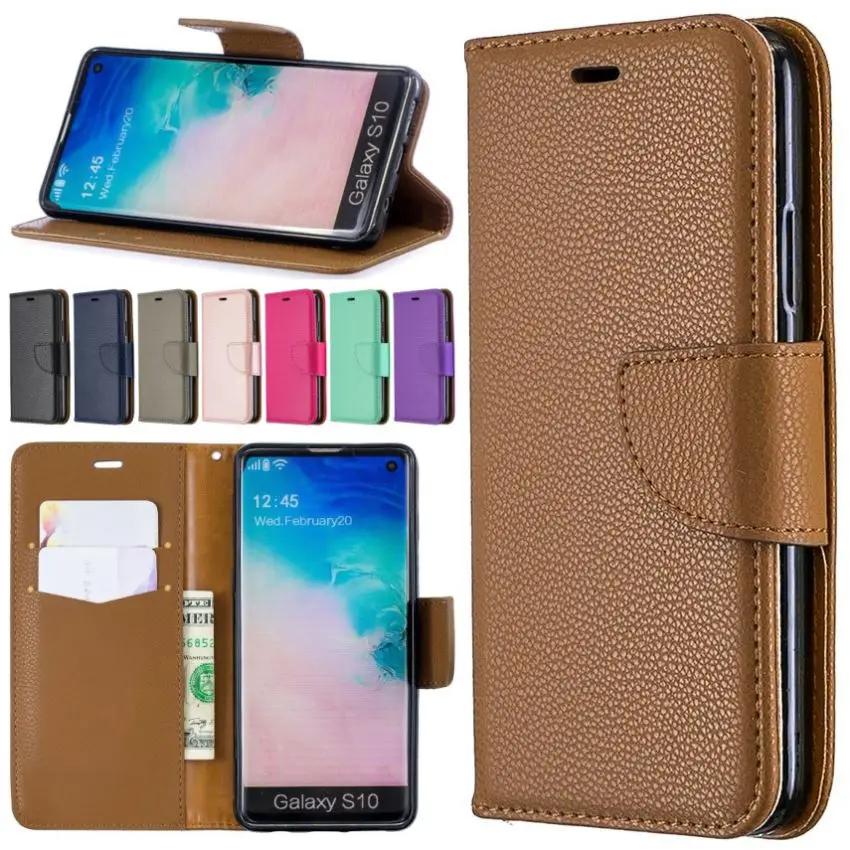 

Solid Color Case For Samsung Galaxy M10 M20 M30 A10 A20 A30 A40 A50 A70 S10E S10 S9 A6 J4 J6 Plus A7 2018 Cute Litchi Cover D07Z