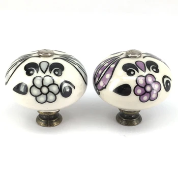 

6PCS Ceramic Knobs Dresser Knob Flower Cabinet Pulls Knobs Unique Kitchen Door Handle Knob Furniture Hardware