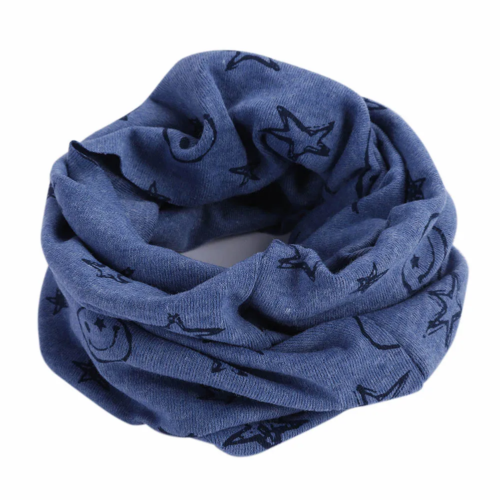 Children Kids Scarf Scarves Warm Loops Neckerchief Smile Face Stars For Winter SSA-19ING - Цвет: Navy