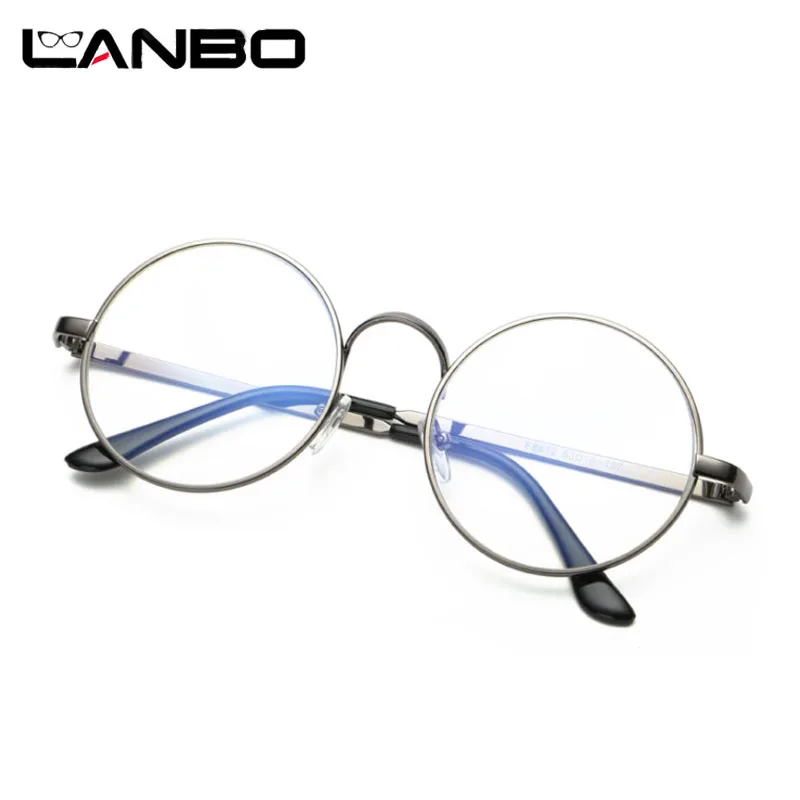 

LANBO Cheap Small Round Nerd Glasses Clear Lens Unisex Gold Round Metal Men Women Anti Blue Ray Glasses Computer Glasses UV 8612