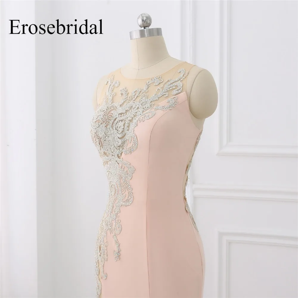 Erosebridal, сексуальное, иллюзионное, боковое, Русалка, платье для выпускного вечера, длинное,, Новые Вечерние платья с коротким шлейфом, уникальный кружевной дизайн, разрез спереди