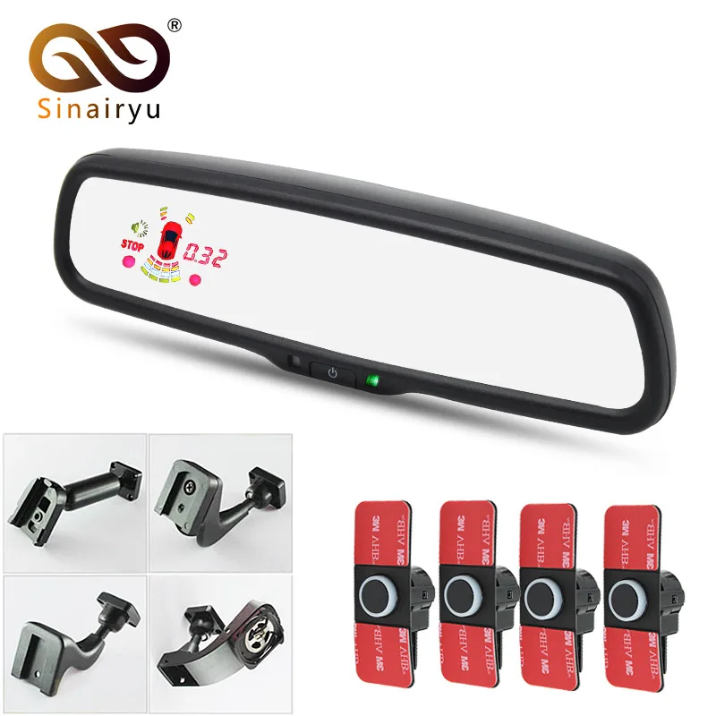 

12 Inch Car Interior Rearview Mirror Monitor Parking Sensor With Original Bracket 16mm Flat Radar Sensors