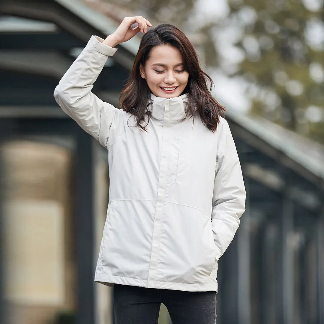 Xiaomi 3 в 1 куртка для путешествий Водонепроницаемый бомбер Для мужчин Для женщин куртки для пар куртка из искусственной кожи pu ветровка куртка с капюшоном в стиле хип-хоп Уличная одежда - Цвет: Women White XLL