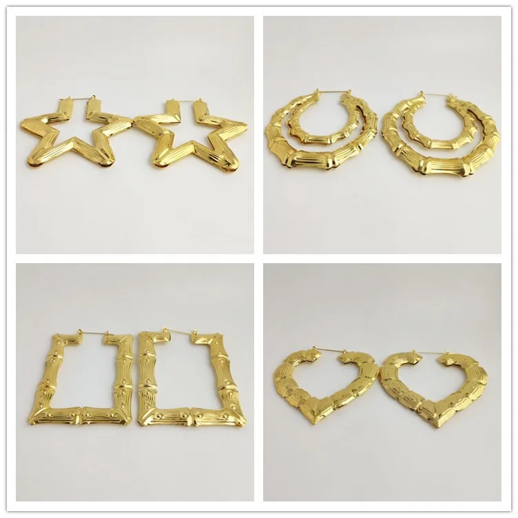 

Wish amazon Europe and the United States "golden circle exaggerated hip-hop earrings large bamboo earrings