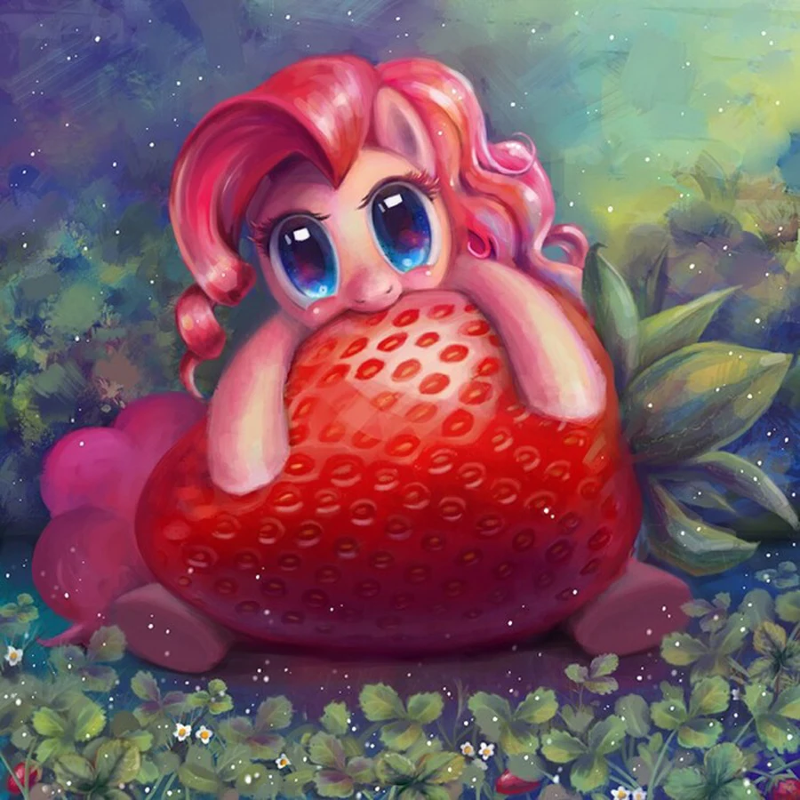 5d Diy Diamond Painting Cross Stitch Pony Embroidery Strawberry Crystal Square Mosaic Picture Cartoon Needlework | Дом и сад