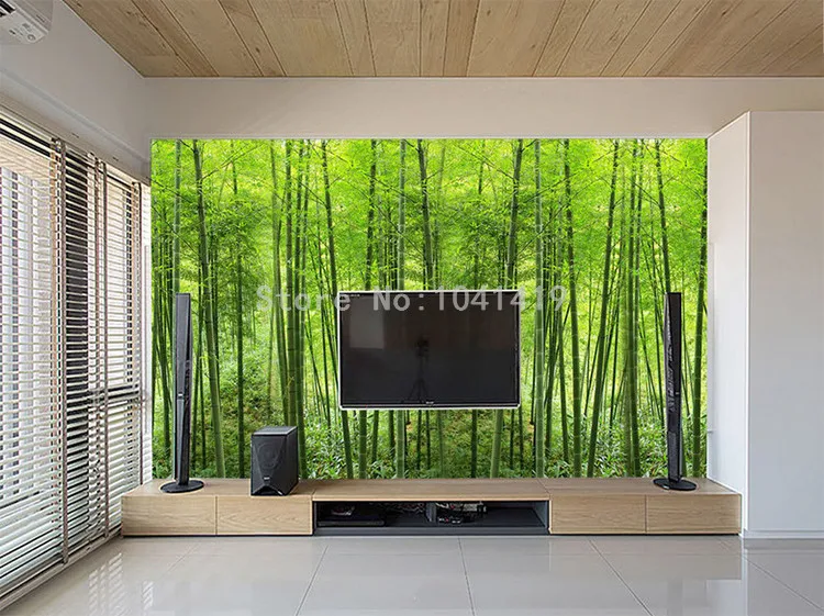 HD зеленый бамбуковый лес природный пейзаж фотообои Гостиная Кабинет установка фон экологически чистые обои