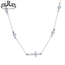 

Rinntin JEWELS Female Pendant Silver Color Cross Shape Necklace for Beautiful Women Wedding Party Fashion Jewelry DON116