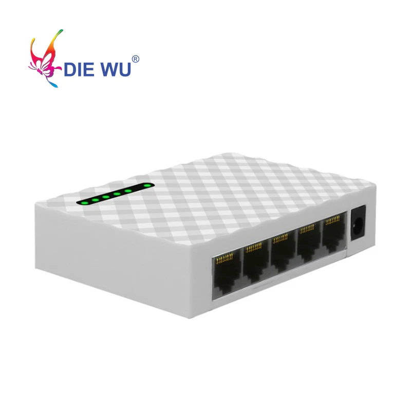 DIEWU 5 Port Gigabit Fast Ethernet Switch 10/100/1000Mbps Network switch adapter US EU plug