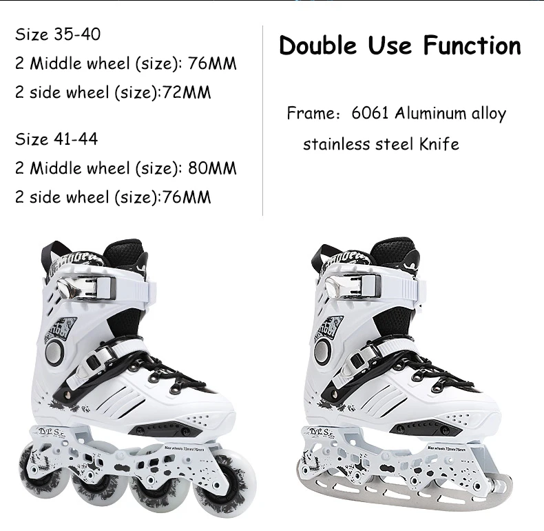 متعددة وظيفة زلاجات ثلجية زلاجات دوارة الرجال والنساء الكبار أحذية الشكل التزلج السكاكين للمبتدئين التزلج ثنائي استخدام