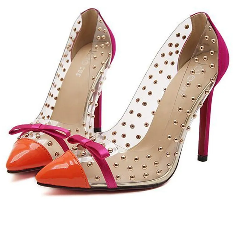 Famous brand woman pumps ladies high heels shoes rivets decoration ...