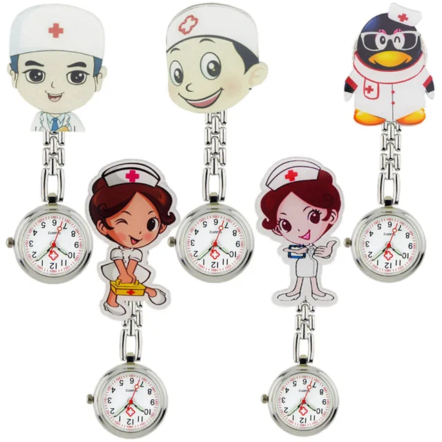 

Lovely cartoon women men ladies nurse watches unisex doctor medical FOB pocket watches clip hang quartz watches hospital watches
