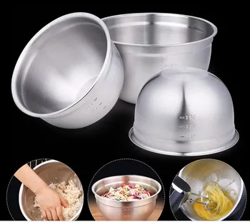 

Salad Plates 304 Stainless Steel With Scale Eggbeater bowls Non-slip baking seasoning pot can Heatable on Induction cooker