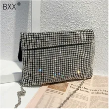 [BXX] весенне-Летняя женская новая дизайнерская сумка-мессенджер с имитацией бриллиантов на одном ремешке, женский клатч для вечеринки, подходит к любой одежде, LM220