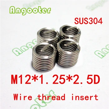 

50pcs M12*1.25*2.5D Wire Thread Insert Bushing Screws Sleeve Stainless steel Repair Insert kit Fastener Connection Tools