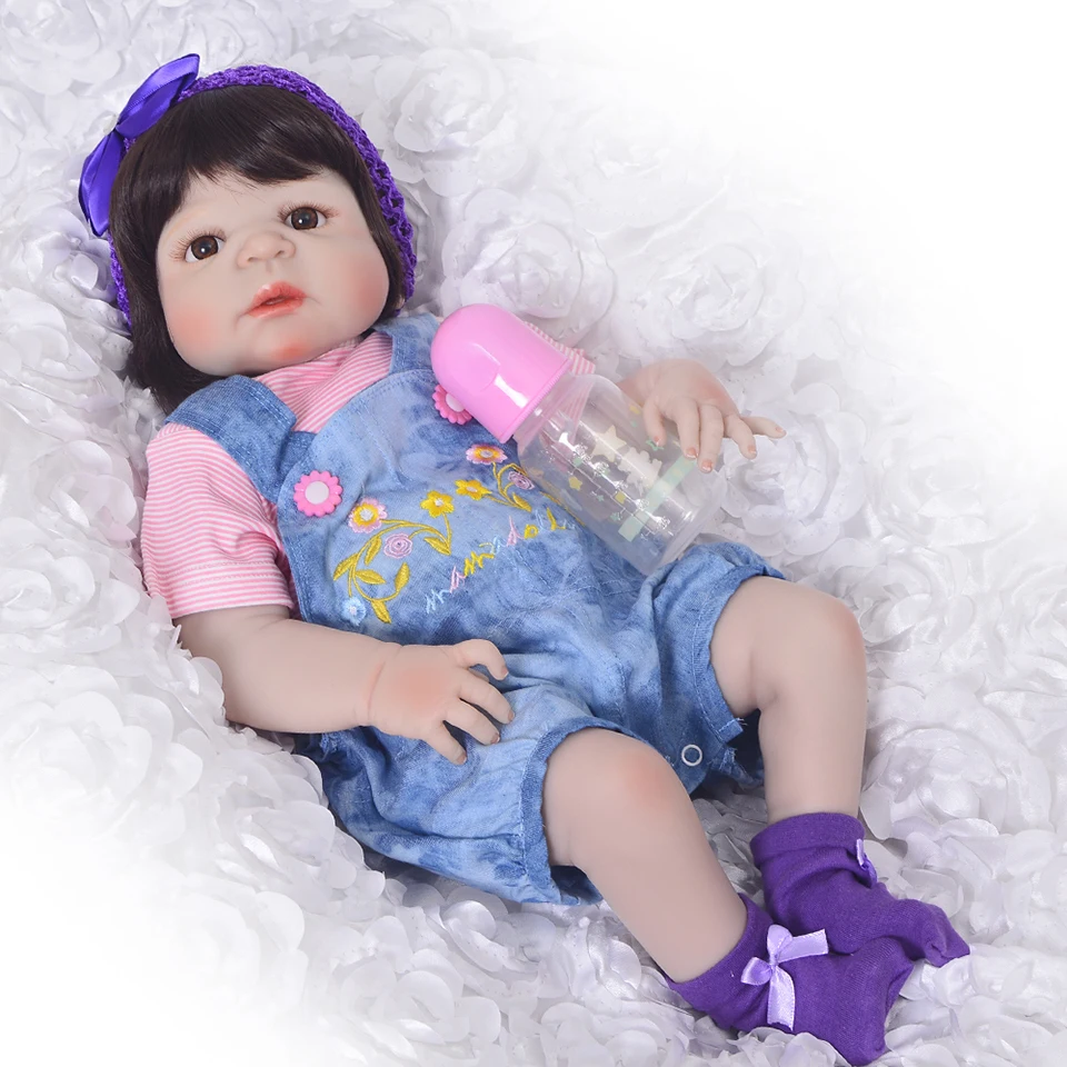 23 дюймов полный силиконовый корпус Reborn Baby Doll игрушки реалистичными 55 см