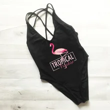 Женский купальник с принтом фламинго, слитный купальник с перекрестной спинкой, монокини, сексуальный боди mayo, красный купальный костюм, maillot de bain femme