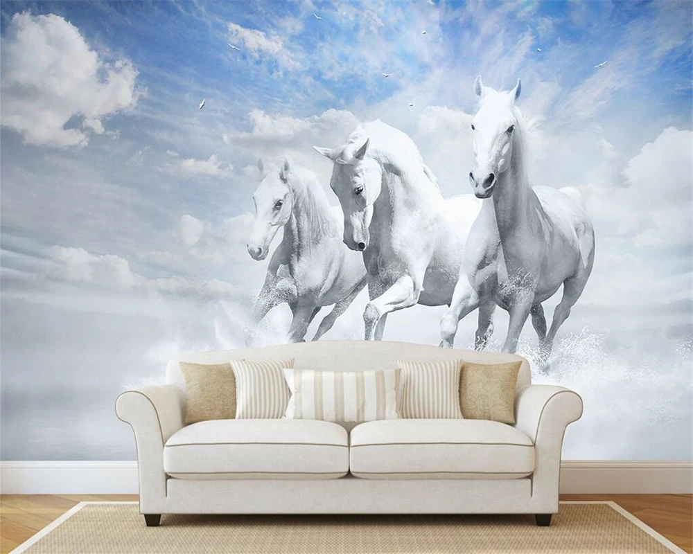 Beibehang fondos de encargo nórdico caballo osos Pentium Seascape pared TV Fondo pinturas murales 3d papel pintado papel de parede