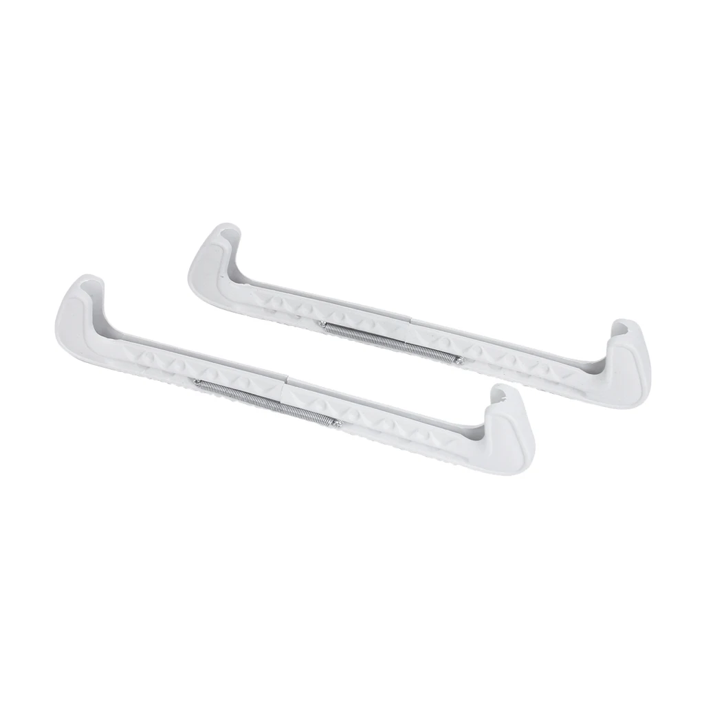 1Pair White  Ice Hockey Skate Blade Guards Covers Adjustable 