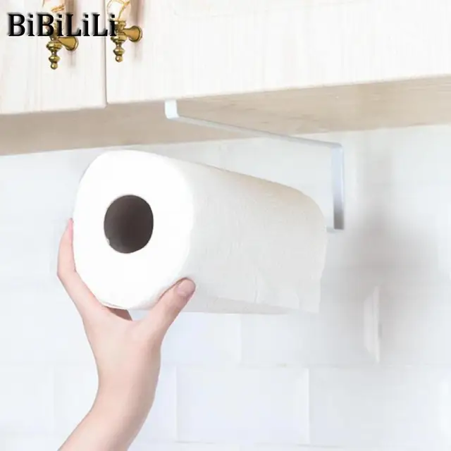 Cheap Hanging Tissue Holder Kitchen Bathroom Toilet Roll Paper Holder Towel Iron Rack Kitchen Cabinet Door Hook Holder Organizer