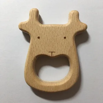 

10PCS Reindeer Handmade Natural Newborn Baby Infant Beech Wooden Teether Toys