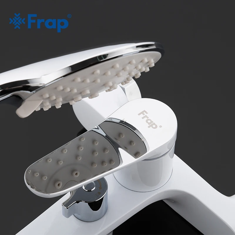 Frap new White Bathroom Shower set Brass Chrome