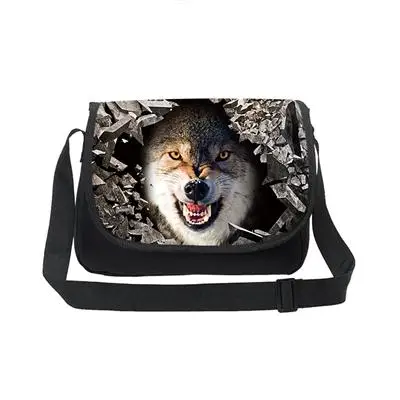 Большие холщовые сумки-мессенджеры, крутые мужские сумки через плечо с изображением волка, Подростковая школьная сумка на плечо для ноутбука, Повседневная дорожная сумка - Цвет: K276