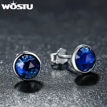 Женские серьги-гвоздики WOSTU из серебра 925 пробы с голубыми кристаллами ZBBS501