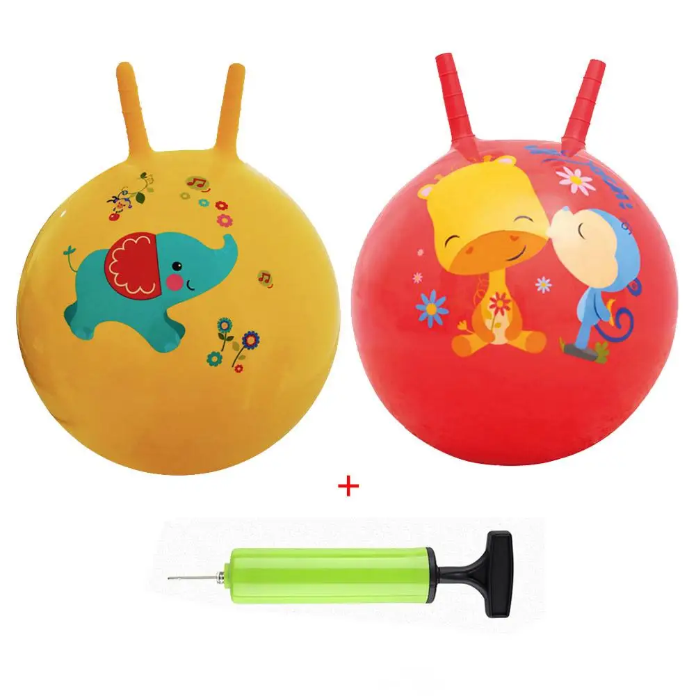 

Thickened Horn Jumping Ball Play Toys Silicone Baby Kids Inflatable bouncing Ball interactive game Race Ball for Baby + Pump