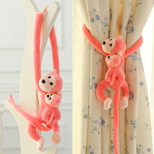 

Plush toy stuffed doll mother and son cute monkey shape window curtains buckle 1pair free shipping home garden birthday gift