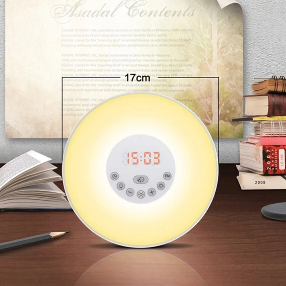 Светодиодный светильник с сенсорным зондированием, цифровой будильник, Повтор восхода солнца, заката, настольные часы с fm-радио, изменяющий цвет, ночной Светильник